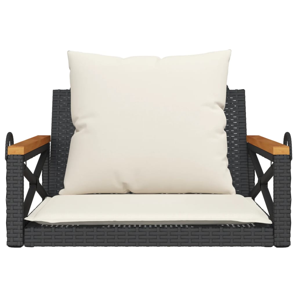 vidaXL Bancă de balansoar cu perne, negru, 63x62x40 cm, poliratan vidaXL Bancă de balansoar cu perne, negru, 63x62x40 cm, poliratan