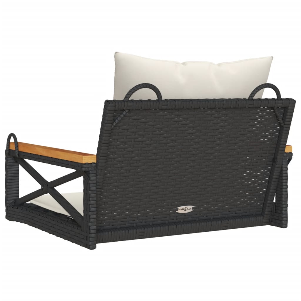 vidaXL Bancă de balansoar cu perne, negru, 63x62x40 cm, poliratan vidaXL Bancă de balansoar cu perne, negru, 63x62x40 cm, poliratan