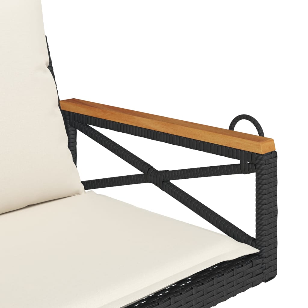 vidaXL Bancă de balansoar cu perne, negru, 63x62x40 cm, poliratan vidaXL Bancă de balansoar cu perne, negru, 63x62x40 cm, poliratan