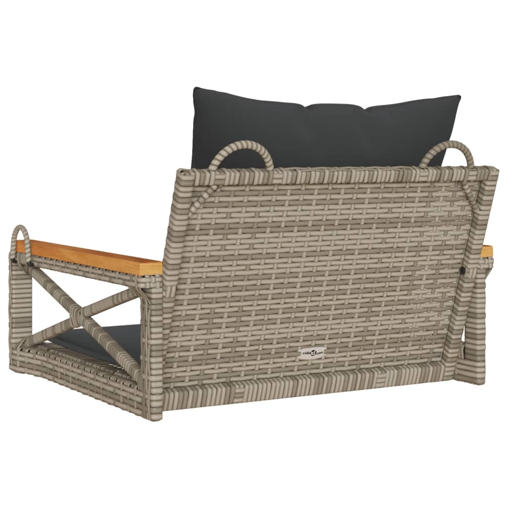 vidaXL Bancă de balansoar cu perne, gri, 63x62x40 cm, poliratan vidaXL Bancă de balansoar cu perne, gri, 63x62x40 cm, poliratan