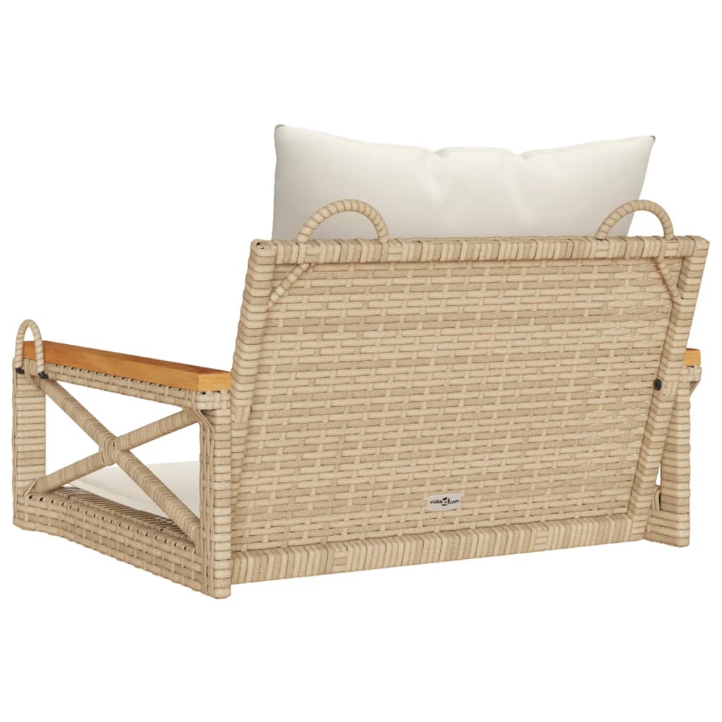 vidaXL Bancă de balansoar cu perne, bej, 63x62x40 cm, poliratan vidaXL Bancă de balansoar cu perne, bej, 63x62x40 cm, poliratan