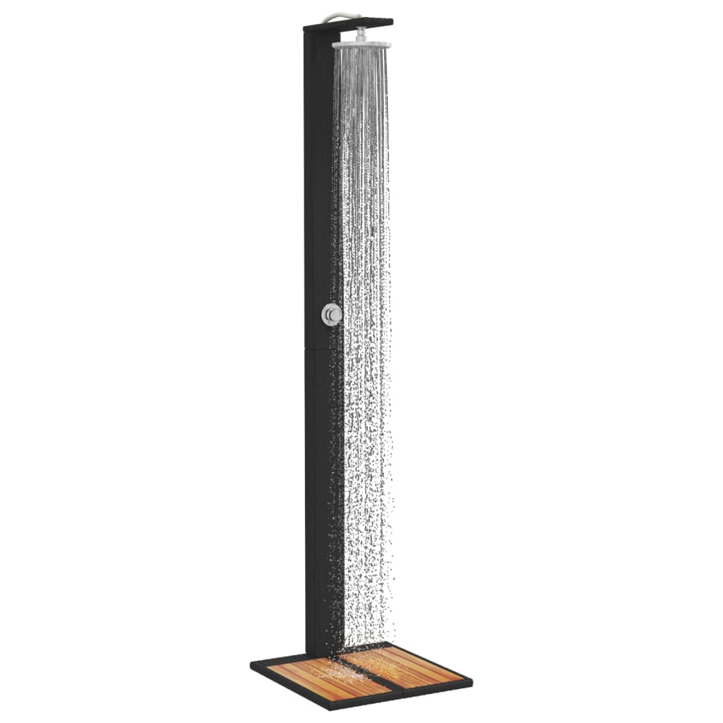 vidaXL Duș de exterior, negru, 50x55x224 cm, poliratan și lemn acacia vidaXL Duș de exterior, negru, 50x55x224 cm, poliratan și lemn acacia