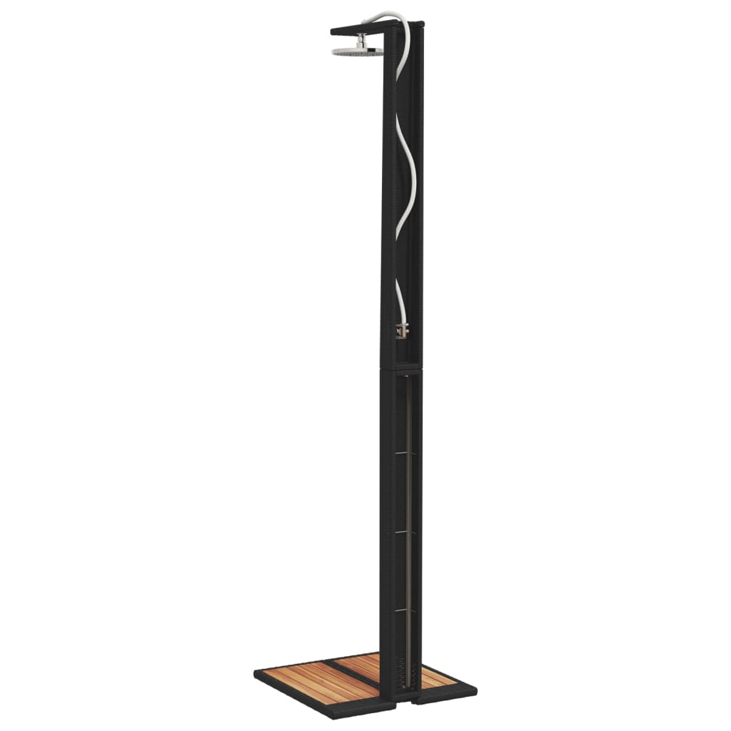 vidaXL Duș de exterior, negru, 50x55x224 cm, poliratan și lemn acacia vidaXL Duș de exterior, negru, 50x55x224 cm, poliratan și lemn acacia