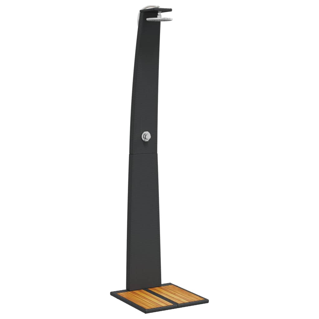 vidaXL Duș de exterior, negru, 55x60x224 cm, poliratan și lemn acacia vidaXL Duș de exterior, negru, 55x60x224 cm, poliratan și lemn acacia