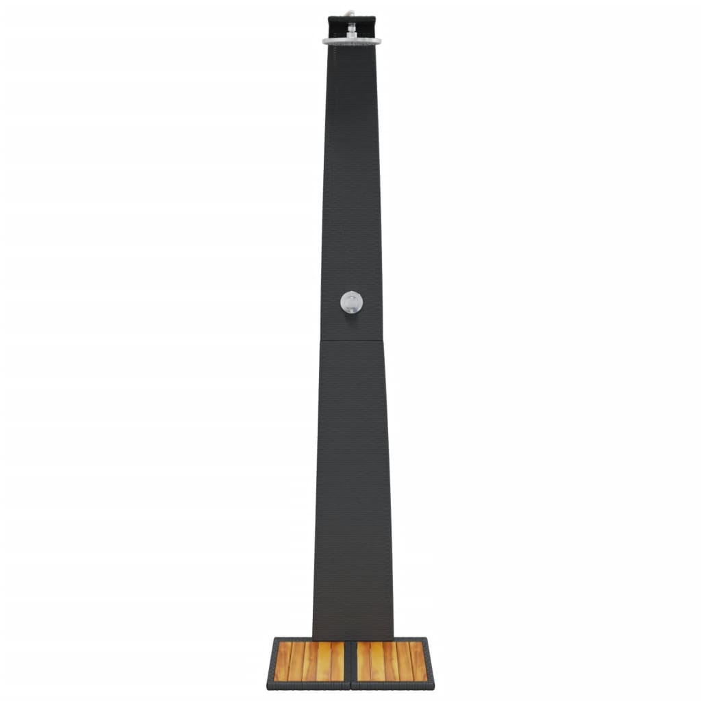 vidaXL Duș de exterior, negru, 55x60x224 cm, poliratan și lemn acacia vidaXL Duș de exterior, negru, 55x60x224 cm, poliratan și lemn acacia