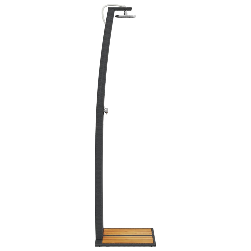 vidaXL Duș de exterior, negru, 55x60x224 cm, poliratan și lemn acacia vidaXL Duș de exterior, negru, 55x60x224 cm, poliratan și lemn acacia