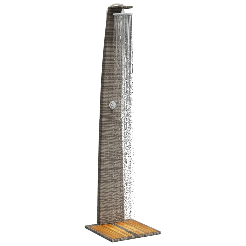 vidaXL Duș de exterior, gri, 55x60x224 cm, poliratan și lemn acacia vidaXL Duș de exterior, gri, 55x60x224 cm, poliratan și lemn acacia