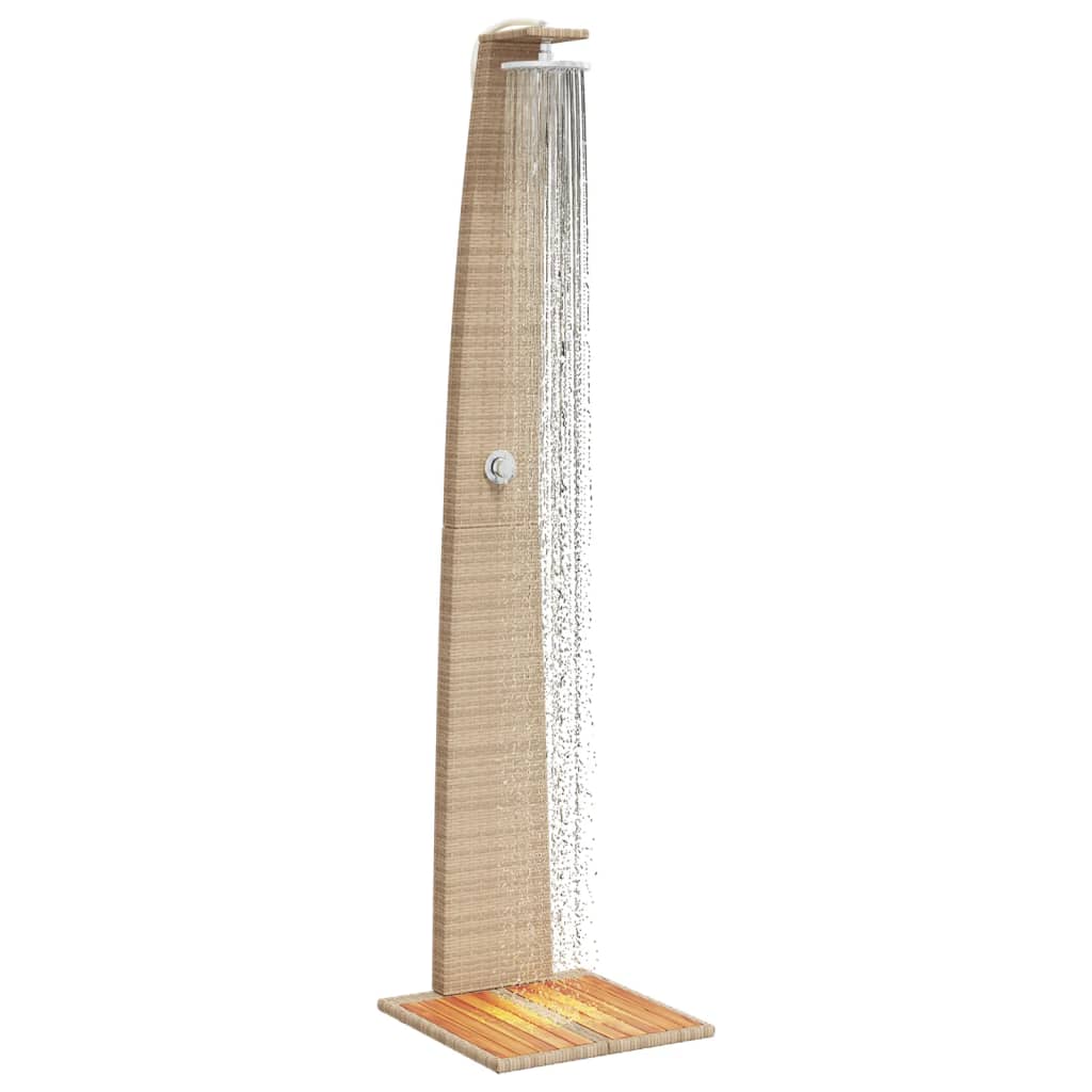 vidaXL Duș de exterior, bej, 55x60x224 cm, poliratan și lemn acacia