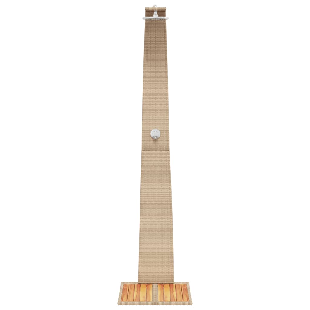vidaXL Duș de exterior, bej, 55x60x224 cm, poliratan și lemn acacia