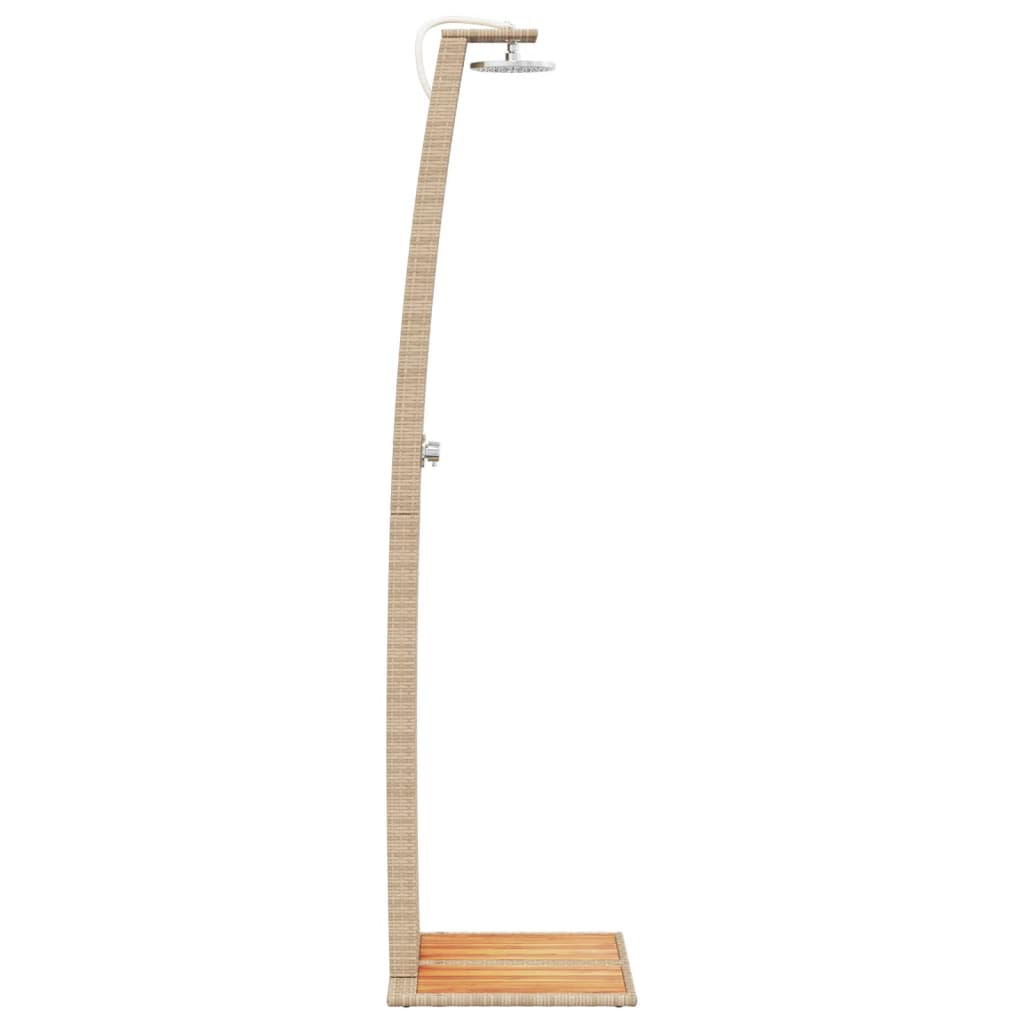 vidaXL Duș de exterior, bej, 55x60x224 cm, poliratan și lemn acacia