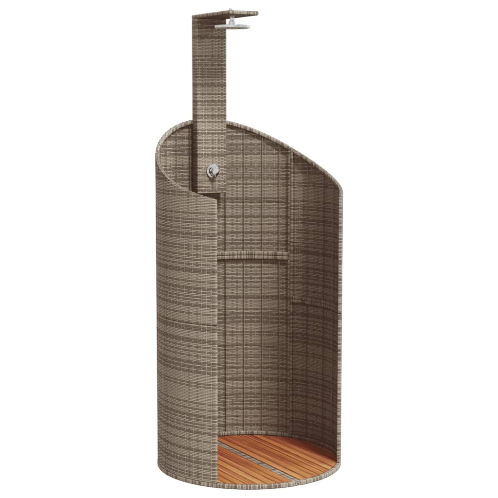 vidaXL Duș de exterior, gri, 100x100x241,5 cm, poliratan/lemn acacia vidaXL Duș de exterior, gri, 100x100x241,5 cm, poliratan/lemn acacia