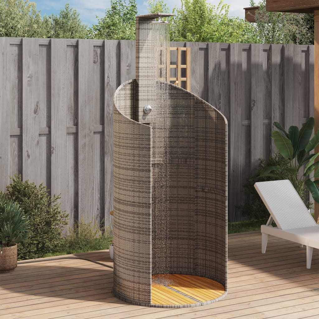vidaXL Duș de exterior, gri, 100x100x241,5 cm, poliratan/lemn acacia vidaXL Duș de exterior, gri, 100x100x241,5 cm, poliratan/lemn acacia