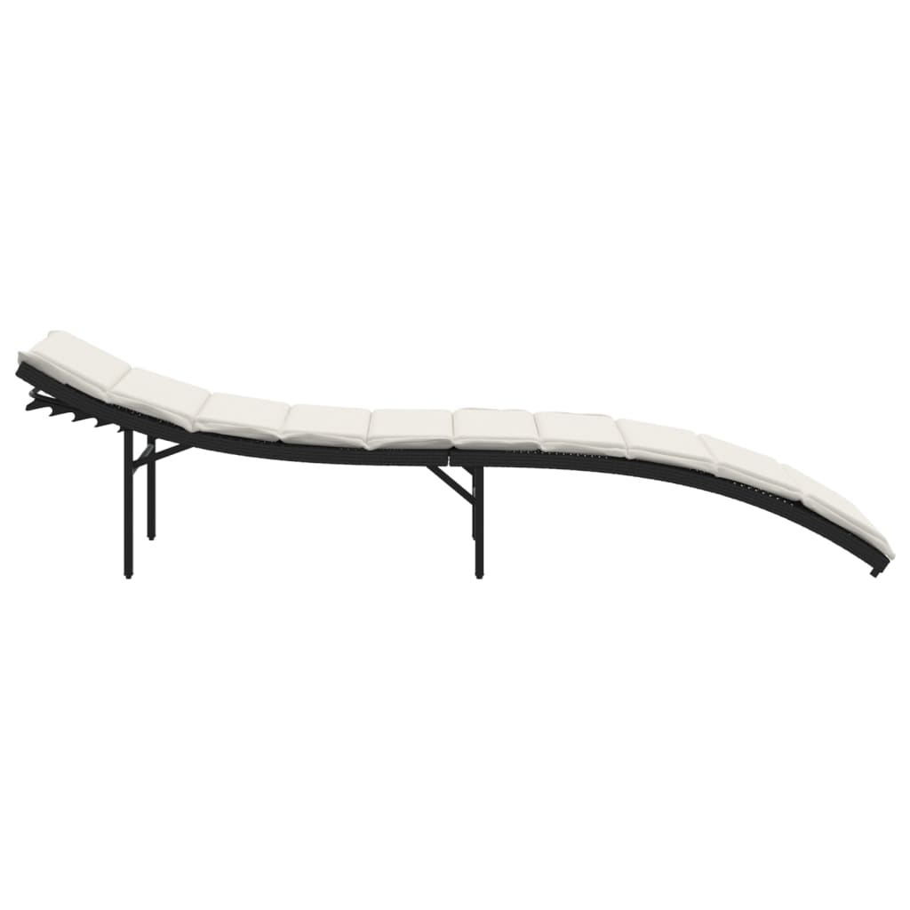 vidaXL Șezlong cu pernă, negru, 55x199x50 cm, poliratan