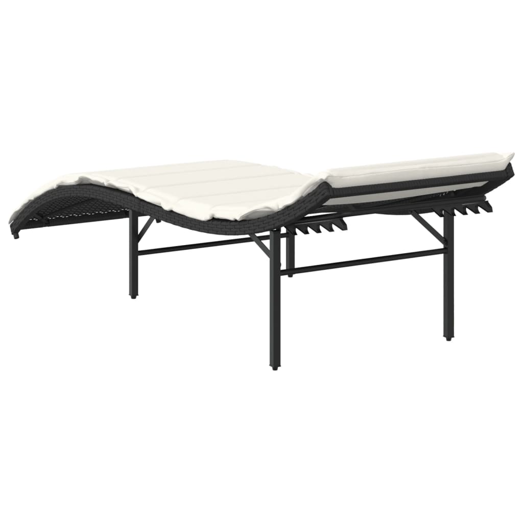 vidaXL Șezlong cu pernă, negru, 55x199x50 cm, poliratan