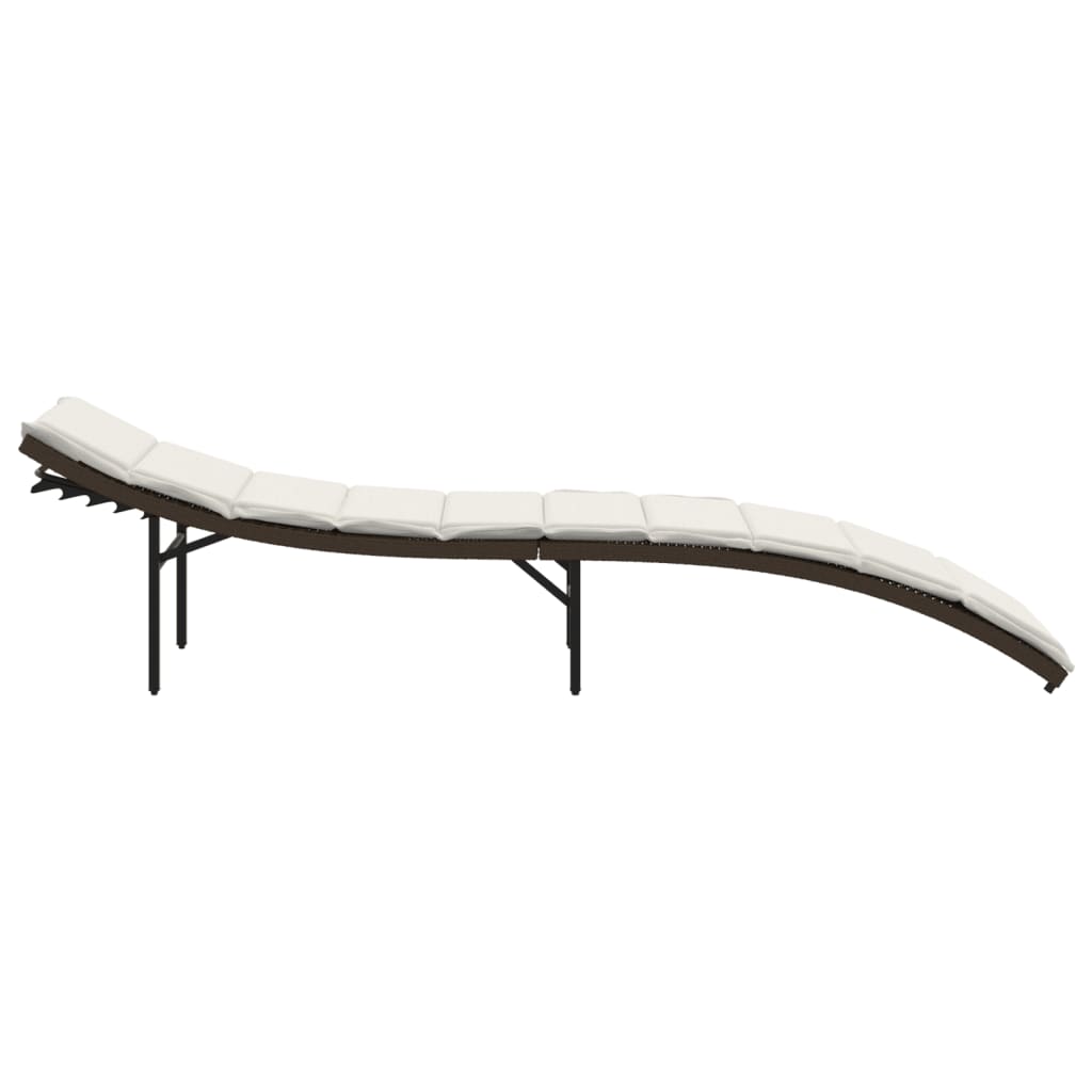 vidaXL Șezlong cu pernă, maro, 55x199x50 cm, poliratan