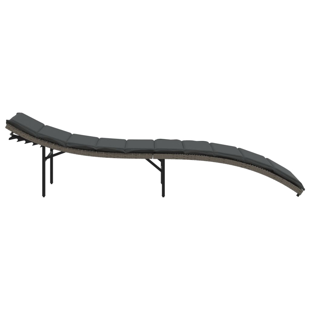 vidaXL Șezlong cu pernă, gri, 55x199x50 cm, poliratan