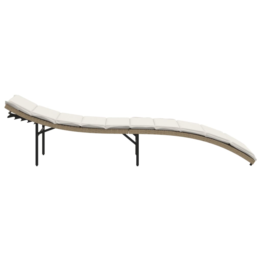 vidaXL Șezlong cu pernă, bej, 55x199x50 cm, poliratan vidaXL Șezlong cu pernă, bej, 55x199x50 cm, poliratan