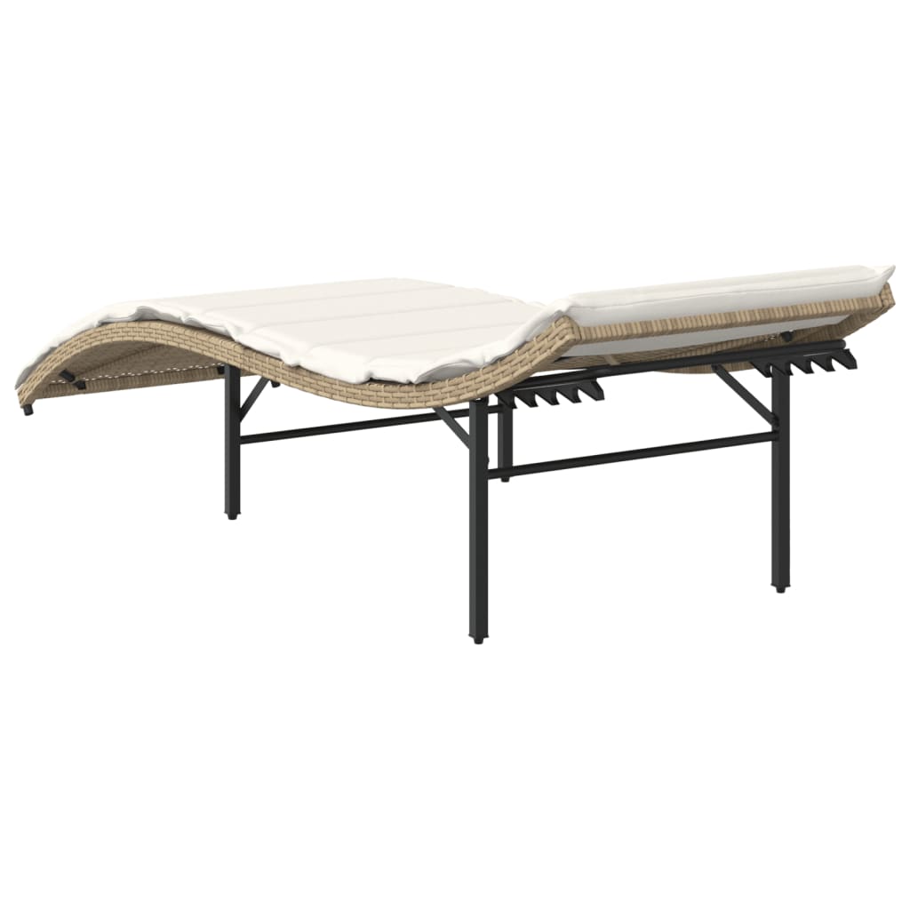 vidaXL Șezlong cu pernă, bej, 55x199x50 cm, poliratan vidaXL Șezlong cu pernă, bej, 55x199x50 cm, poliratan