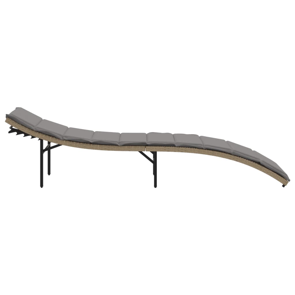 vidaXL Șezlong cu pernă, bej, 55x199x50 cm, poliratan vidaXL Șezlong cu pernă, bej, 55x199x50 cm, poliratan