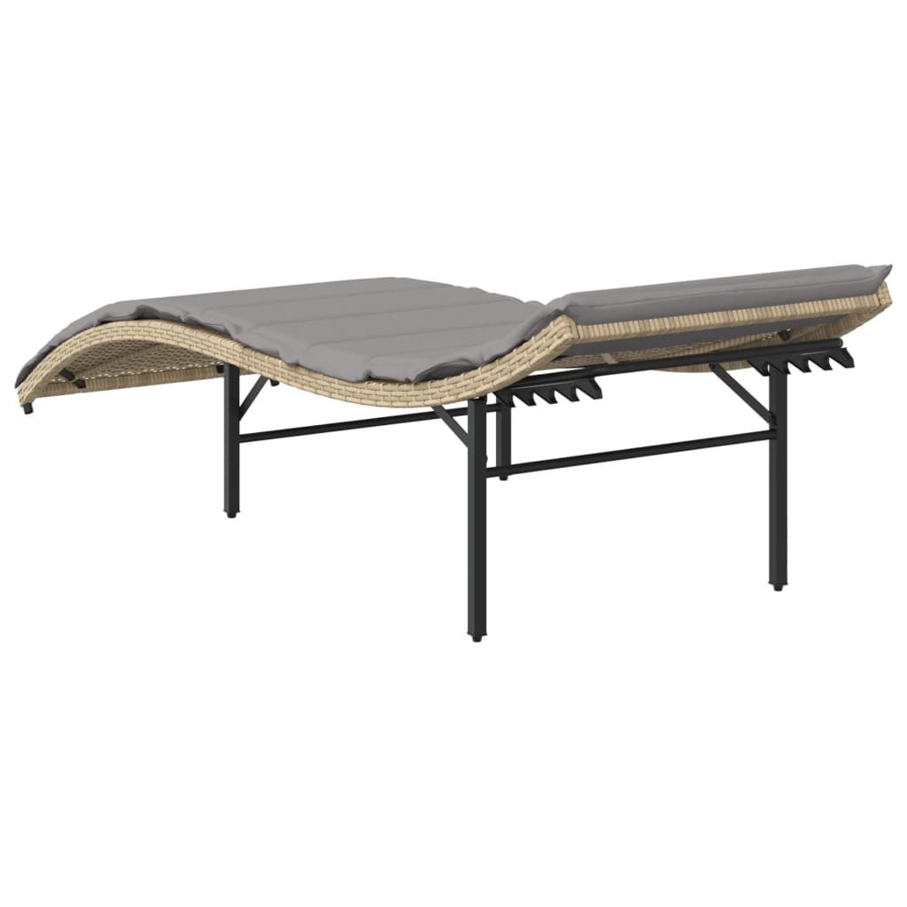 vidaXL Șezlong cu pernă, bej, 55x199x50 cm, poliratan vidaXL Șezlong cu pernă, bej, 55x199x50 cm, poliratan