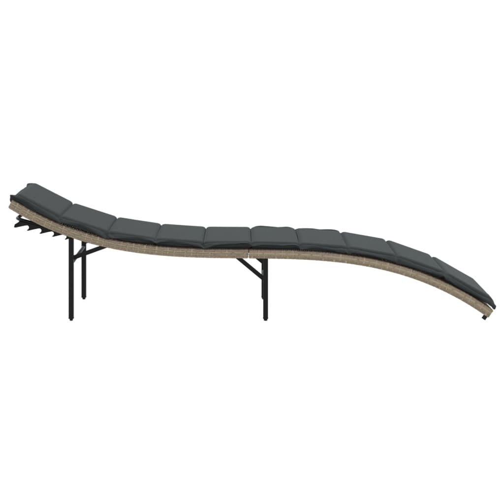 vidaXL Șezlong cu pernă, gri deschis, 55x199x50 cm, poliratan vidaXL Șezlong cu pernă, gri deschis, 55x199x50 cm, poliratan