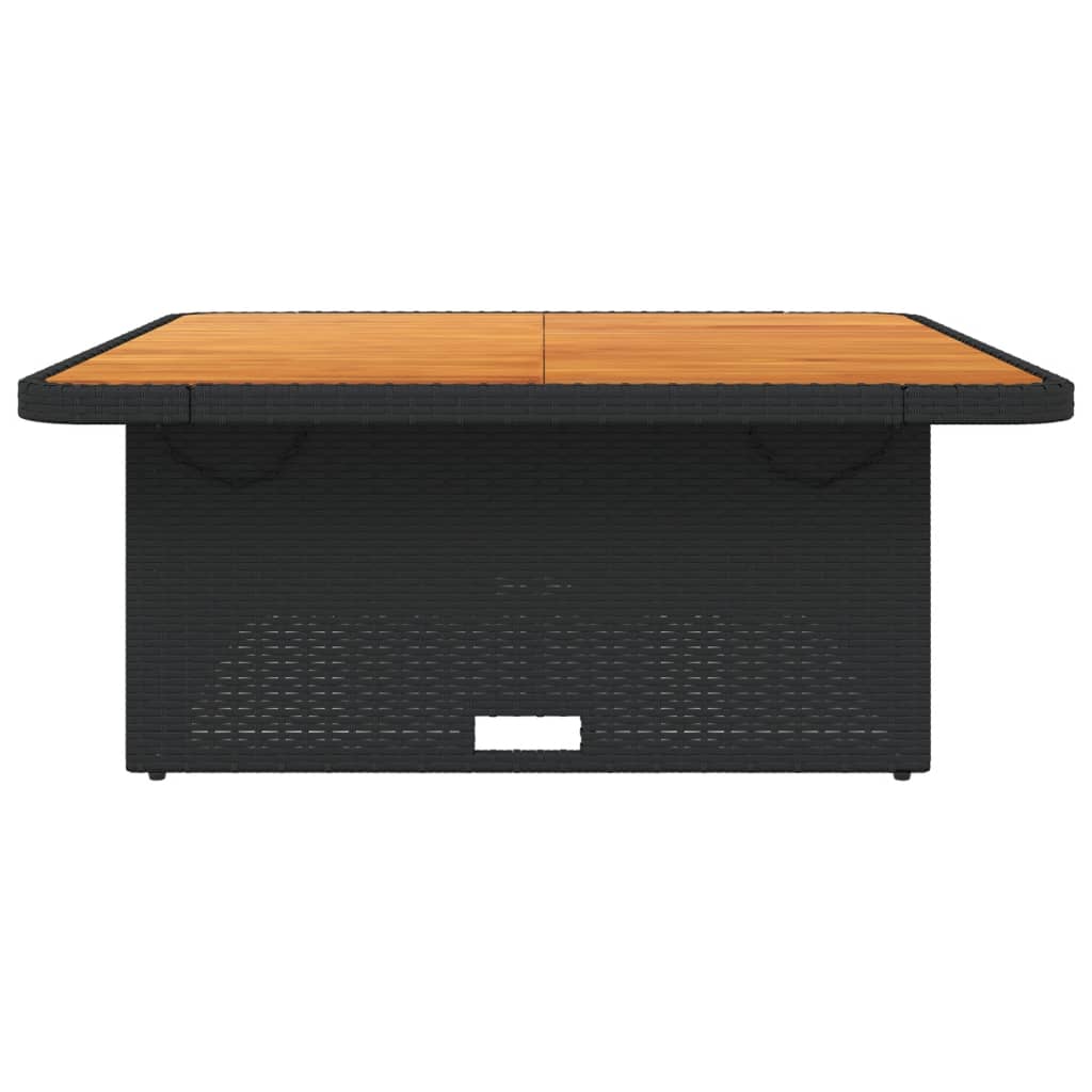 vidaXL Masă de grădină, negru, 110x110x71 cm, poliratan și lemn acacia vidaXL Masă de grădină, negru, 110x110x71 cm, poliratan și lemn acacia