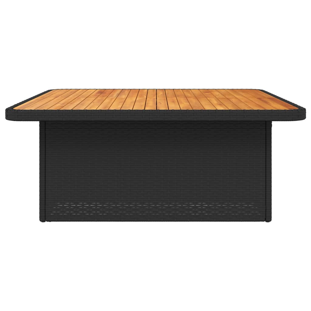vidaXL Masă de grădină, negru, 110x110x71 cm, poliratan și lemn acacia vidaXL Masă de grădină, negru, 110x110x71 cm, poliratan și lemn acacia