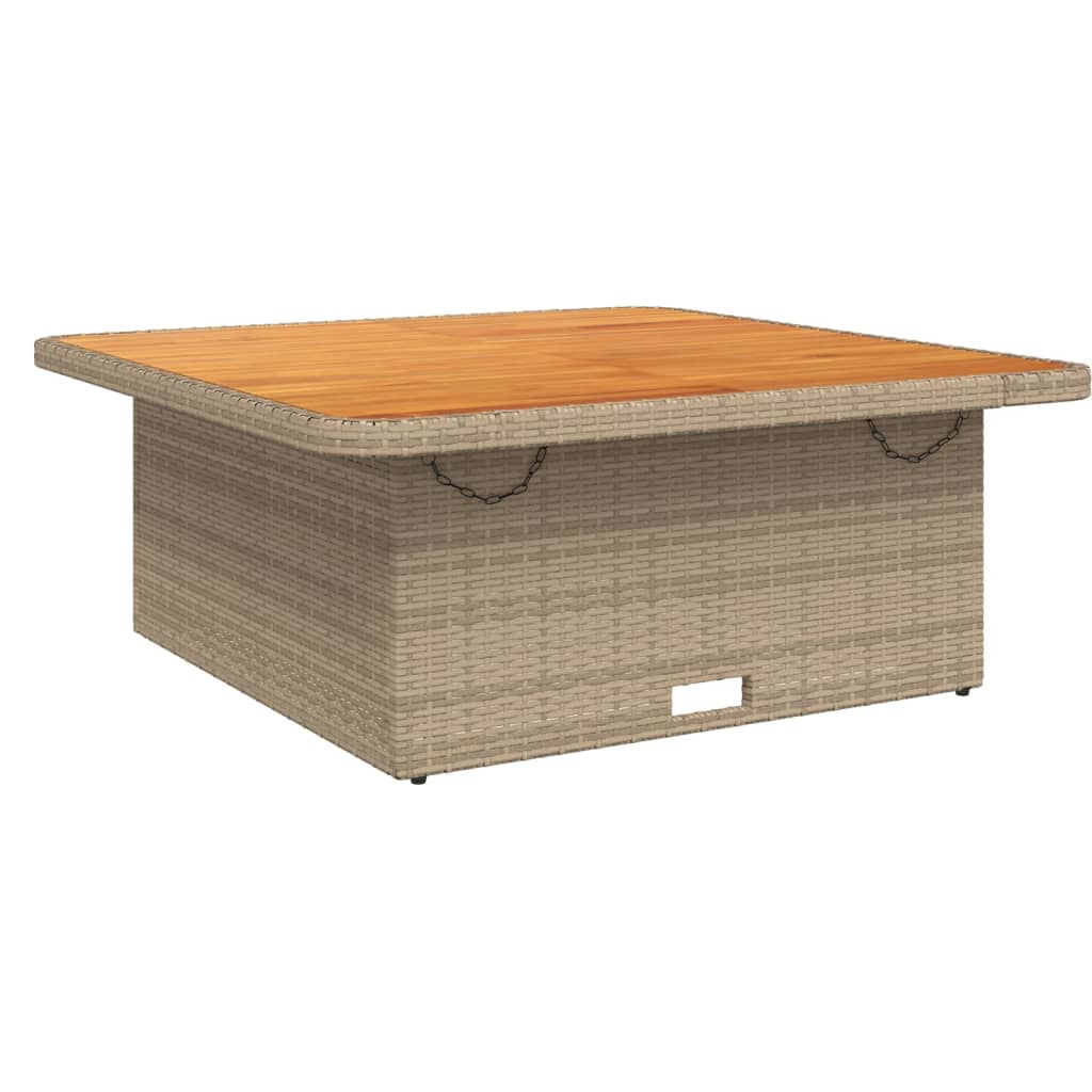 vidaXL Masă de grădină, bej, 110x110x71 cm, poliratan și lemn acacia vidaXL Masă de grădină, bej, 110x110x71 cm, poliratan și lemn acacia
