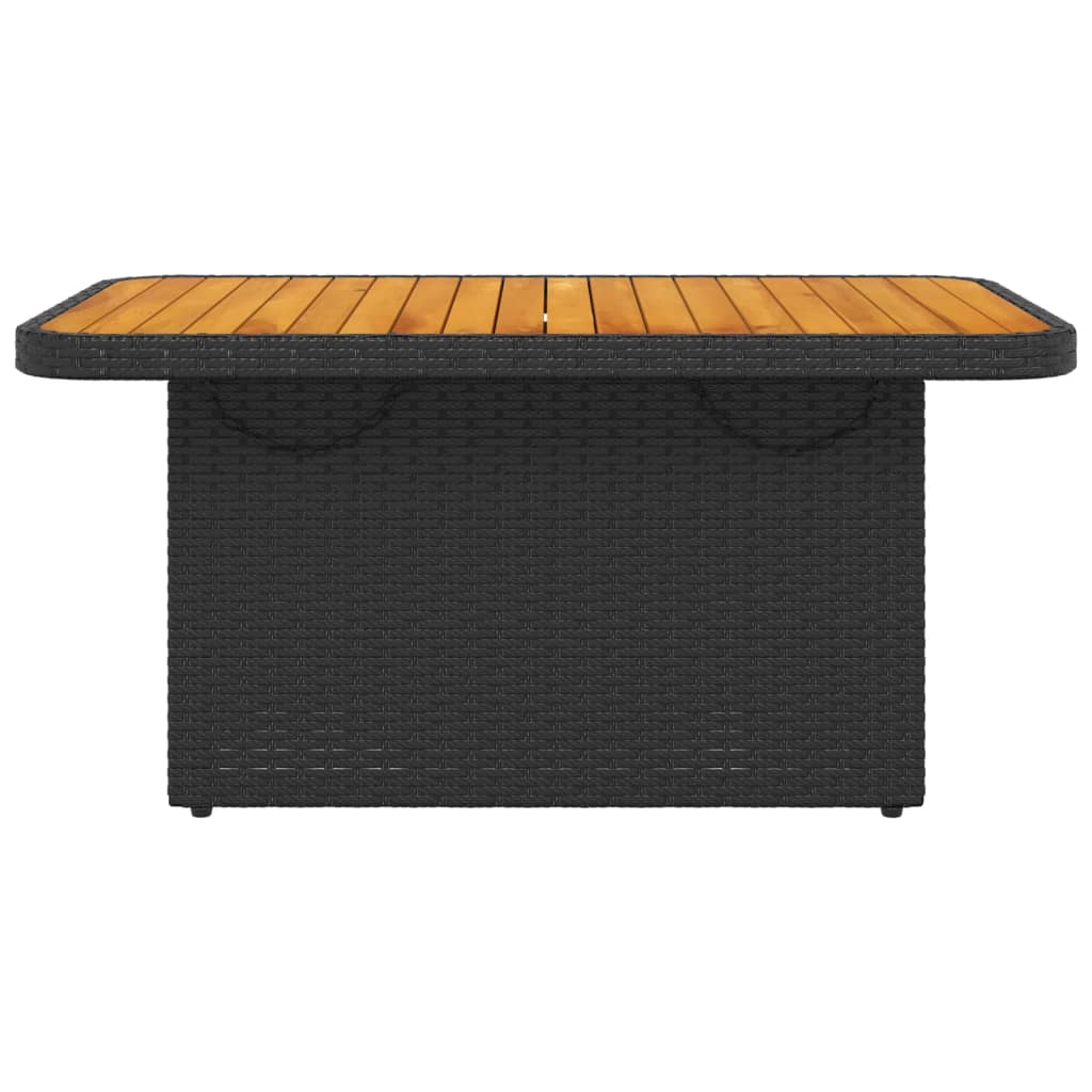 vidaXL Masă de grădină, negru, 90x55x71 cm, poliratan și lemn acacia vidaXL Masă de grădină, negru, 90x55x71 cm, poliratan și lemn acacia