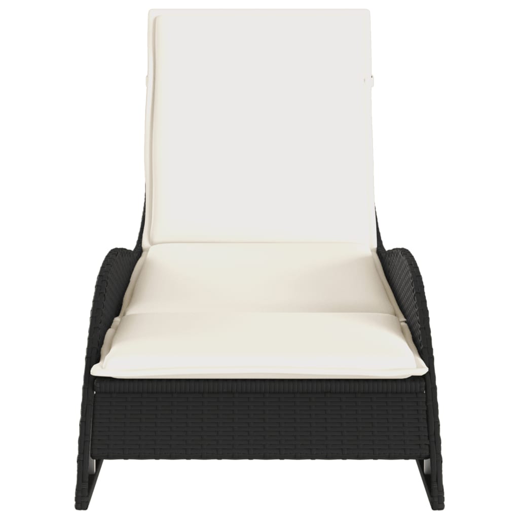 vidaXL Șezlong cu pernă, negru, 60x205x73 cm, poliratan