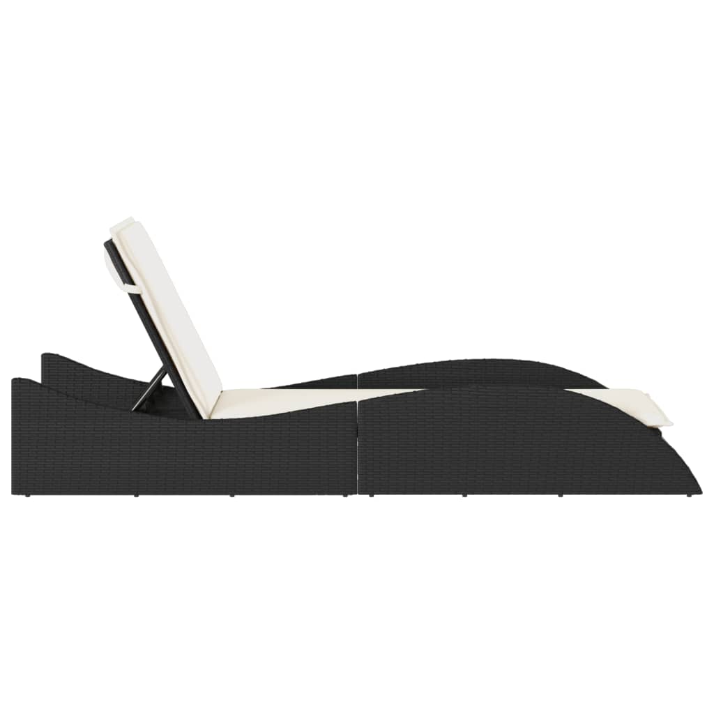 vidaXL Șezlong cu pernă, negru, 60x205x73 cm, poliratan