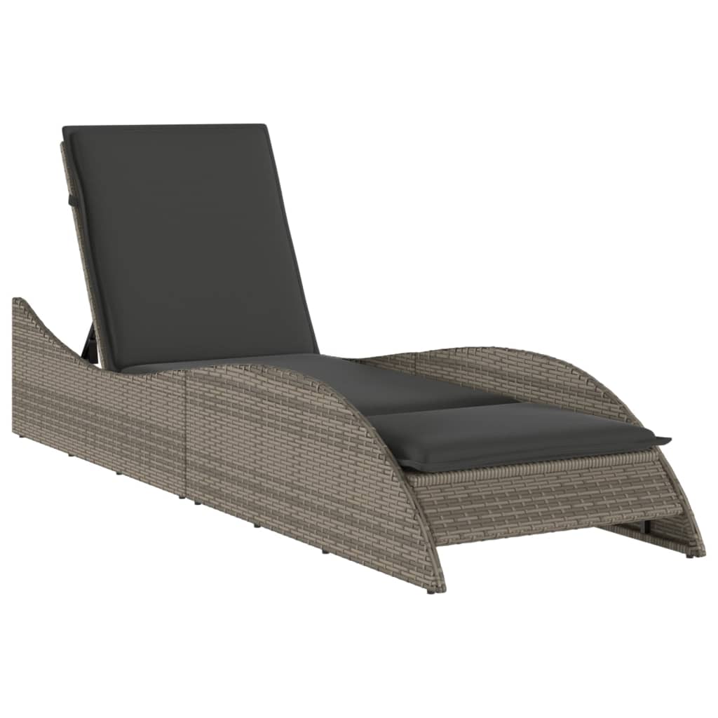 vidaXL Șezlong cu pernă, gri, 60x205x73 cm, poliratan