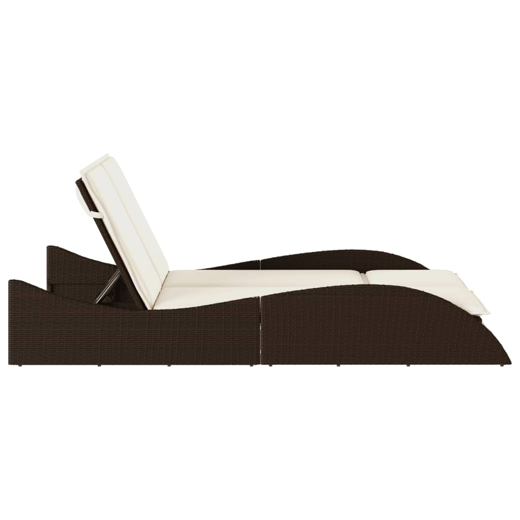vidaXL Șezlong cu perne, maro, 114x205x73 cm, poliratan