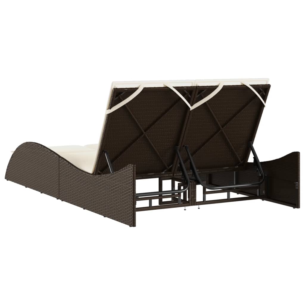 vidaXL Șezlong cu perne, maro, 114x205x73 cm, poliratan