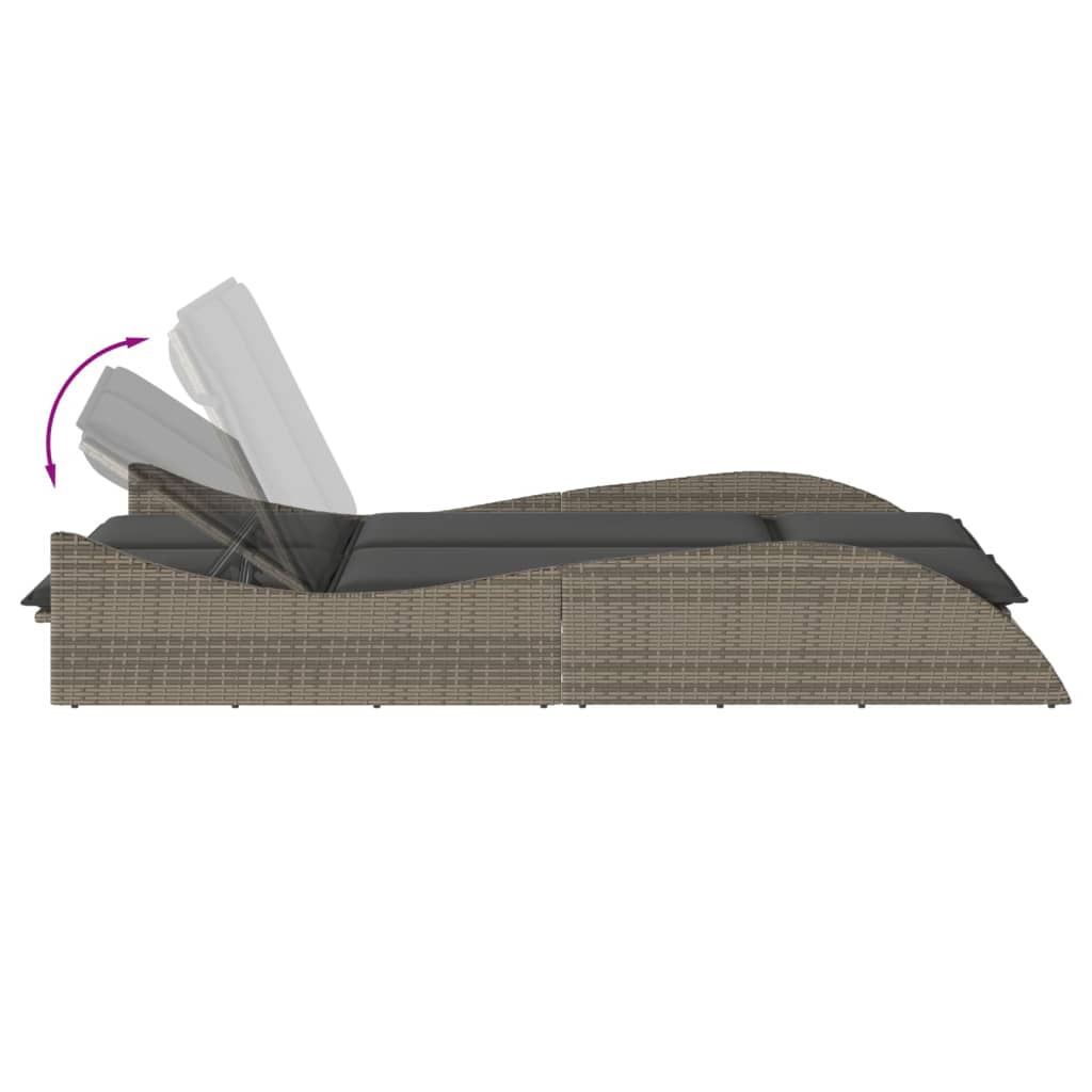 vidaXL Șezlong cu perne, gri, 114x205x73 cm, poliratan vidaXL Șezlong cu perne, gri, 114x205x73 cm, poliratan
