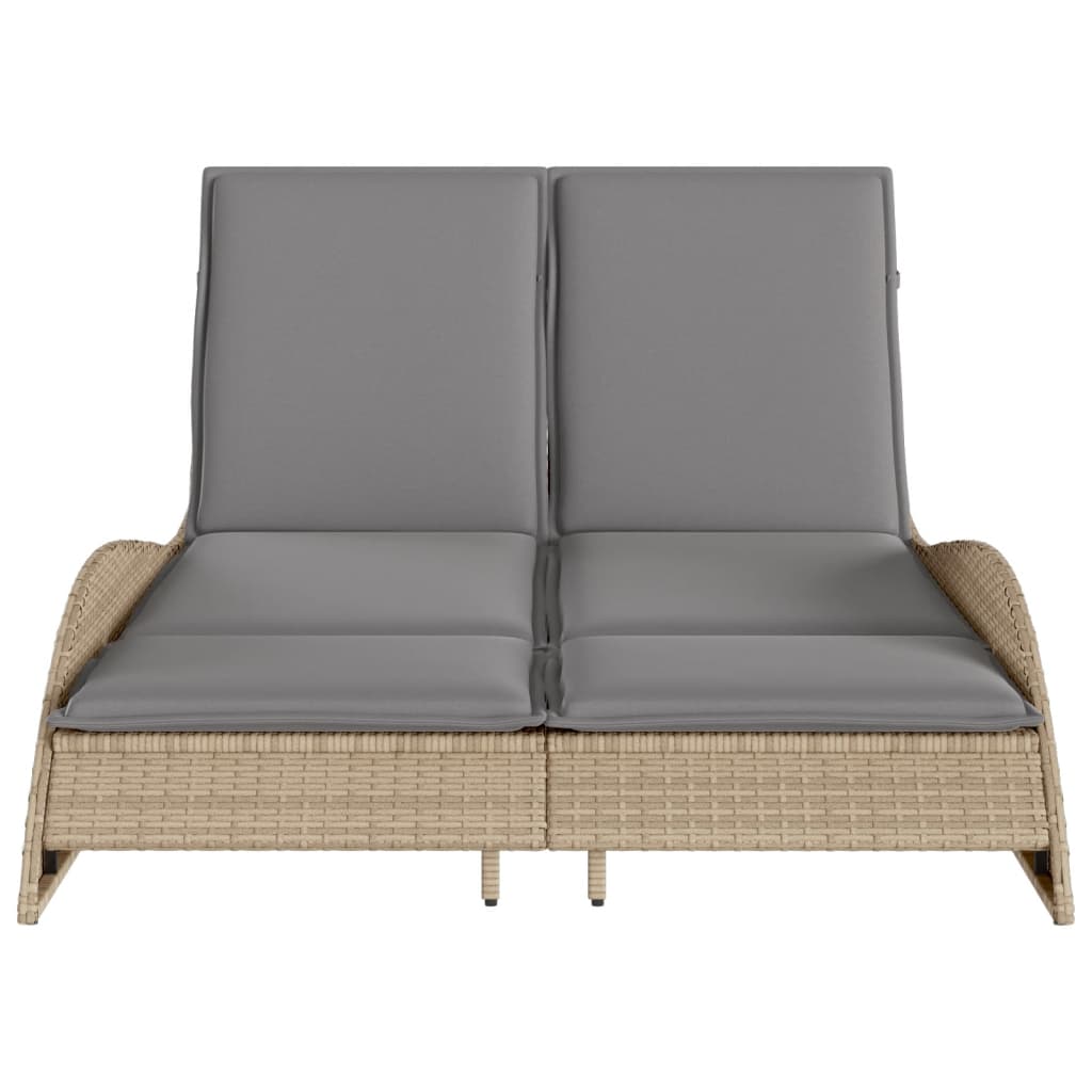 vidaXL Șezlong cu perne, bej, 114x205x73 cm, poliratan vidaXL Șezlong cu perne, bej, 114x205x73 cm, poliratan