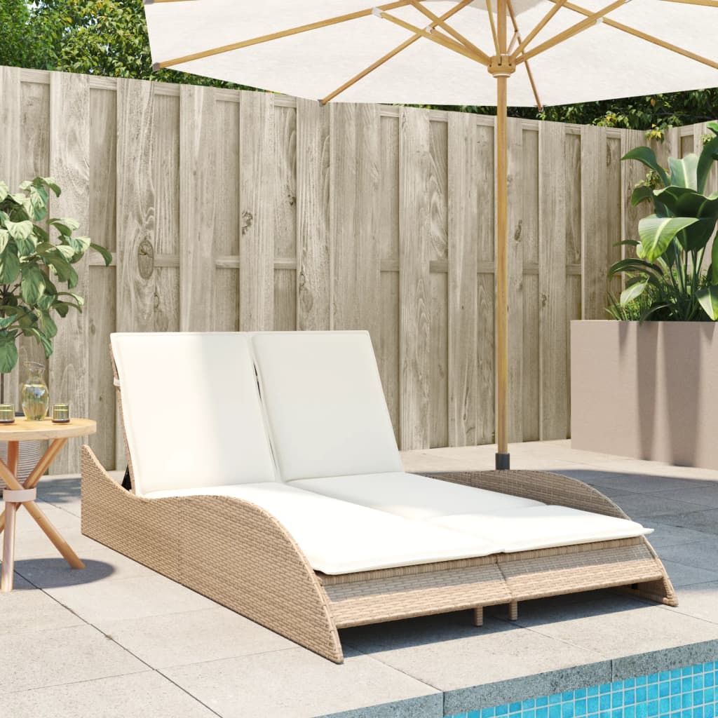 vidaXL Șezlong cu perne, bej, 114x205x73 cm, poliratan vidaXL Șezlong cu perne, bej, 114x205x73 cm, poliratan