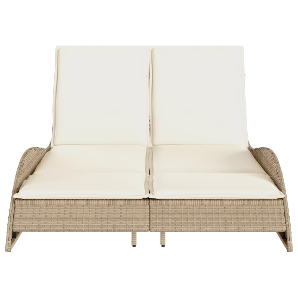 vidaXL Șezlong cu perne, bej, 114x205x73 cm, poliratan vidaXL Șezlong cu perne, bej, 114x205x73 cm, poliratan