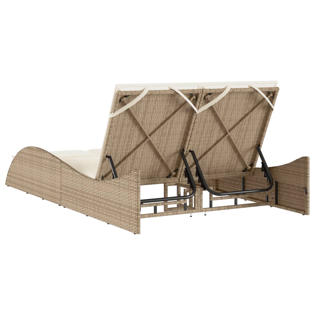 vidaXL Șezlong cu perne, bej, 114x205x73 cm, poliratan vidaXL Șezlong cu perne, bej, 114x205x73 cm, poliratan