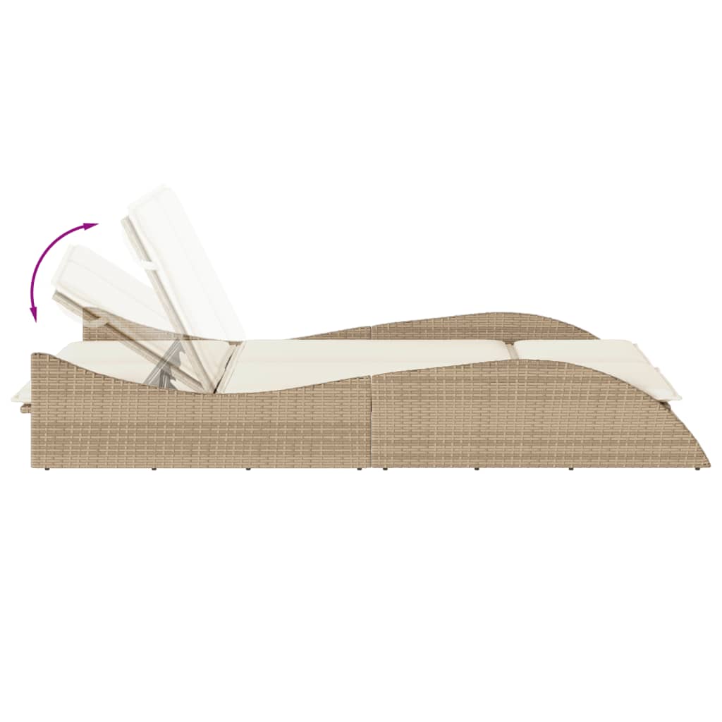 vidaXL Șezlong cu perne, bej, 114x205x73 cm, poliratan vidaXL Șezlong cu perne, bej, 114x205x73 cm, poliratan