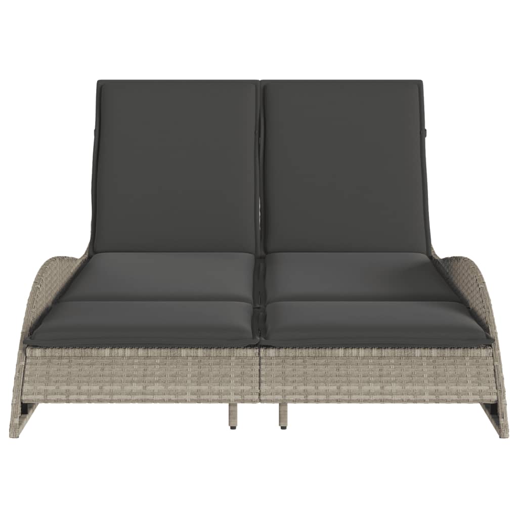 vidaXL Șezlong cu perne, gri deschis, 114x205x73 cm, poliratan vidaXL Șezlong cu perne, gri deschis, 114x205x73 cm, poliratan