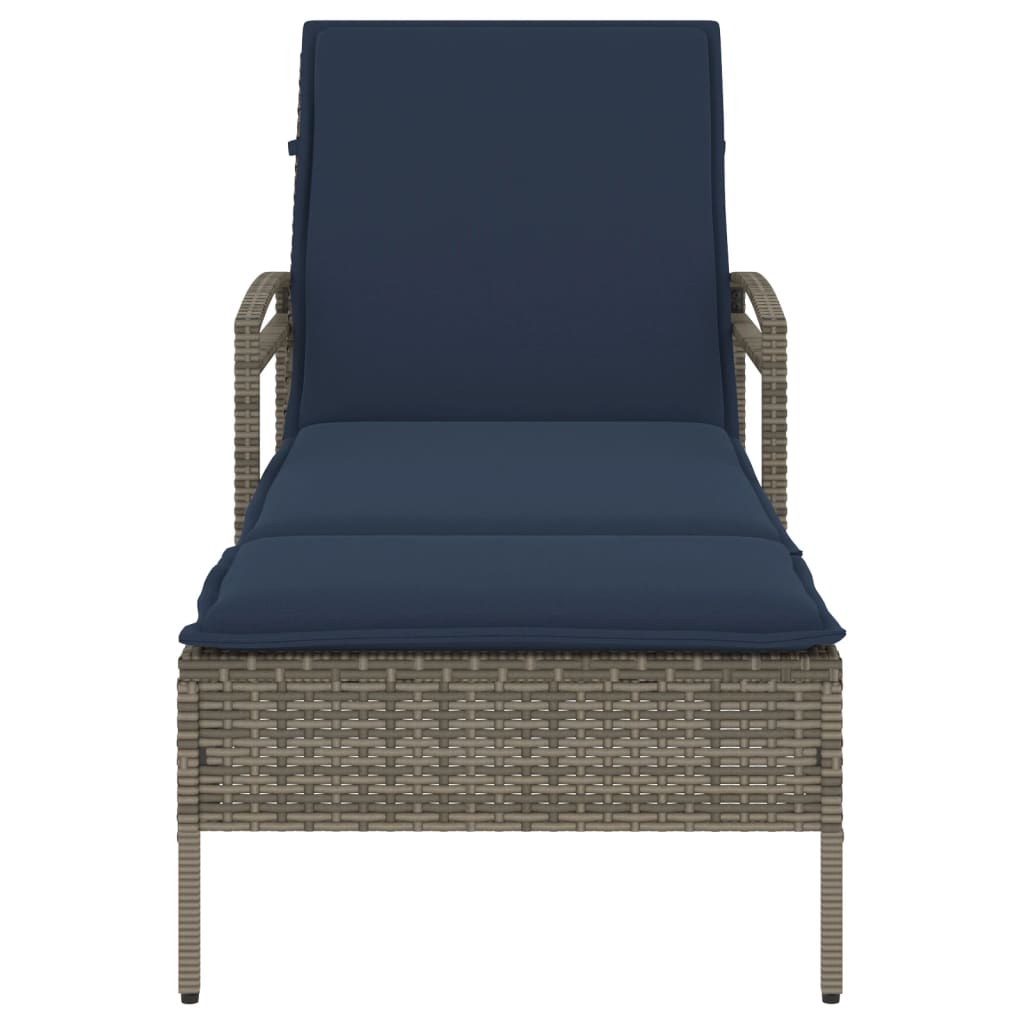 vidaXL Șezlong cu pernă gri 63x200x81 cm, poliratan (doar SUA)