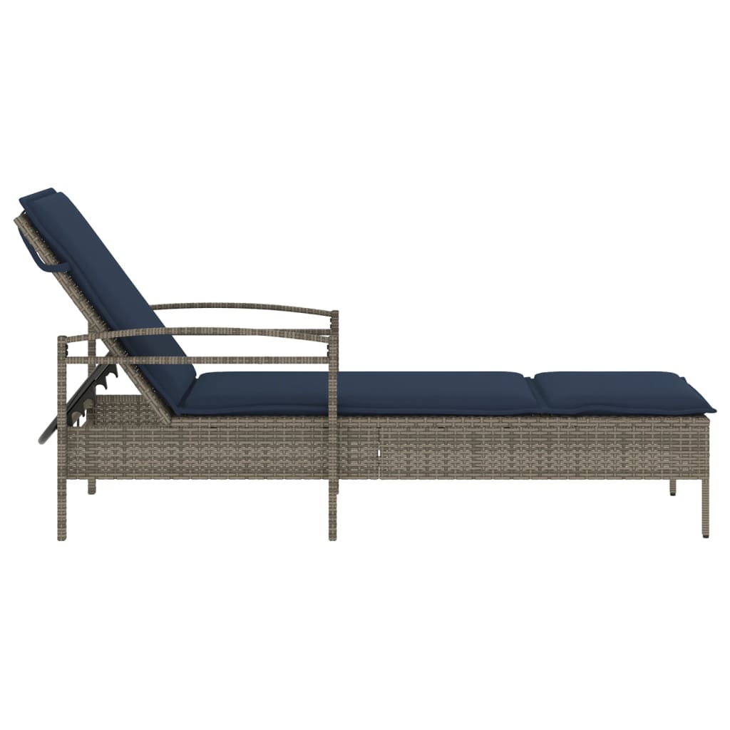 vidaXL Șezlong cu pernă gri 63x200x81 cm, poliratan (doar SUA)