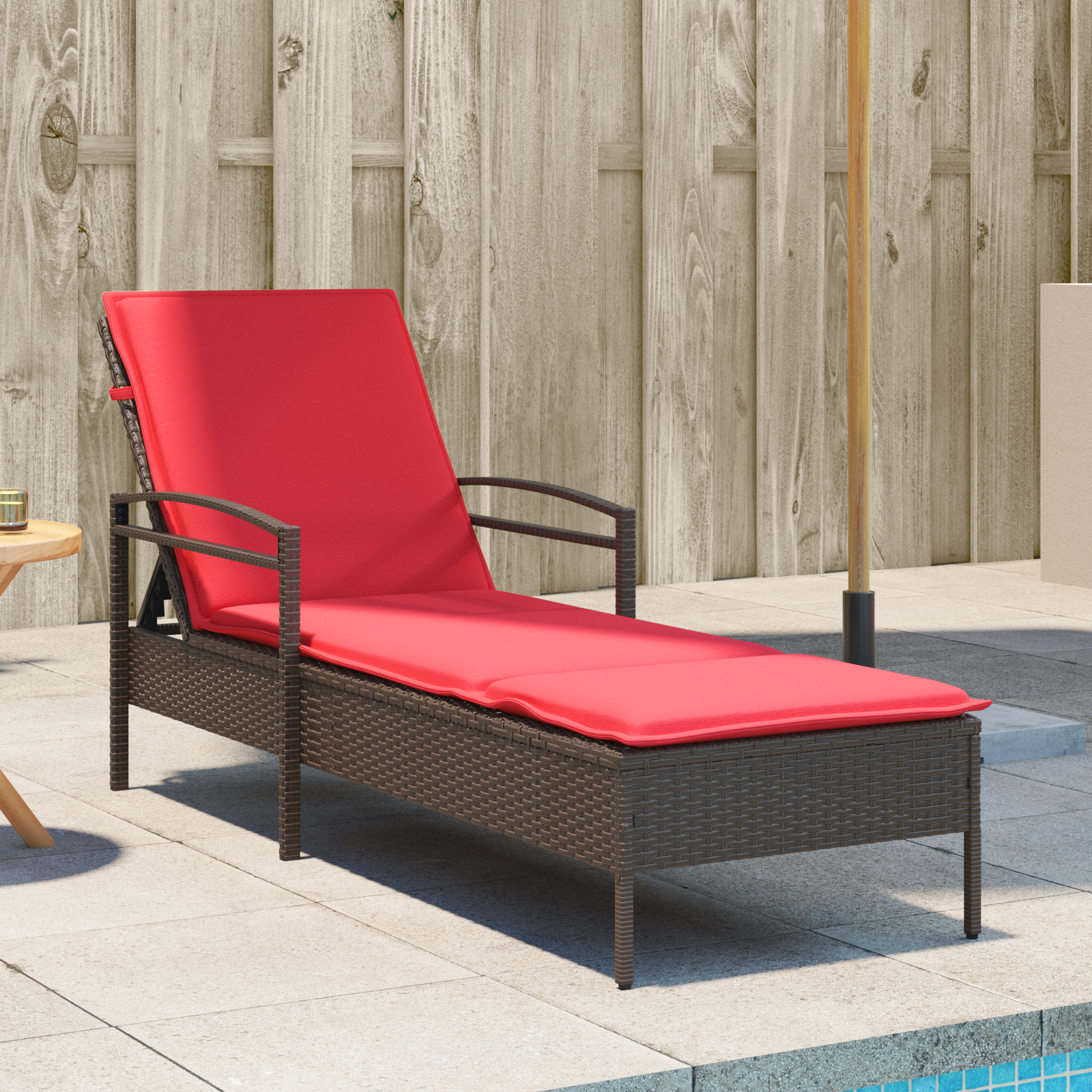 vidaXL Șezlong cu pernă maro 63x200x81 cm, poliratan (doar SUA) vidaXL Șezlong cu pernă maro 63x200x81 cm, poliratan (doar SUA)