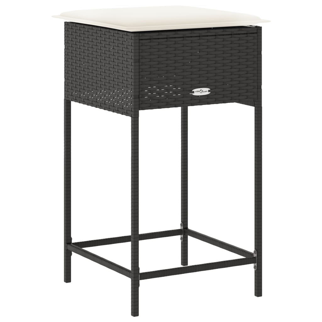 vidaXL Scaune de bar pentru grădină cu perne, 2 buc., negru, poliratan vidaXL Scaune de bar pentru grădină cu perne, 2 buc., negru, poliratan