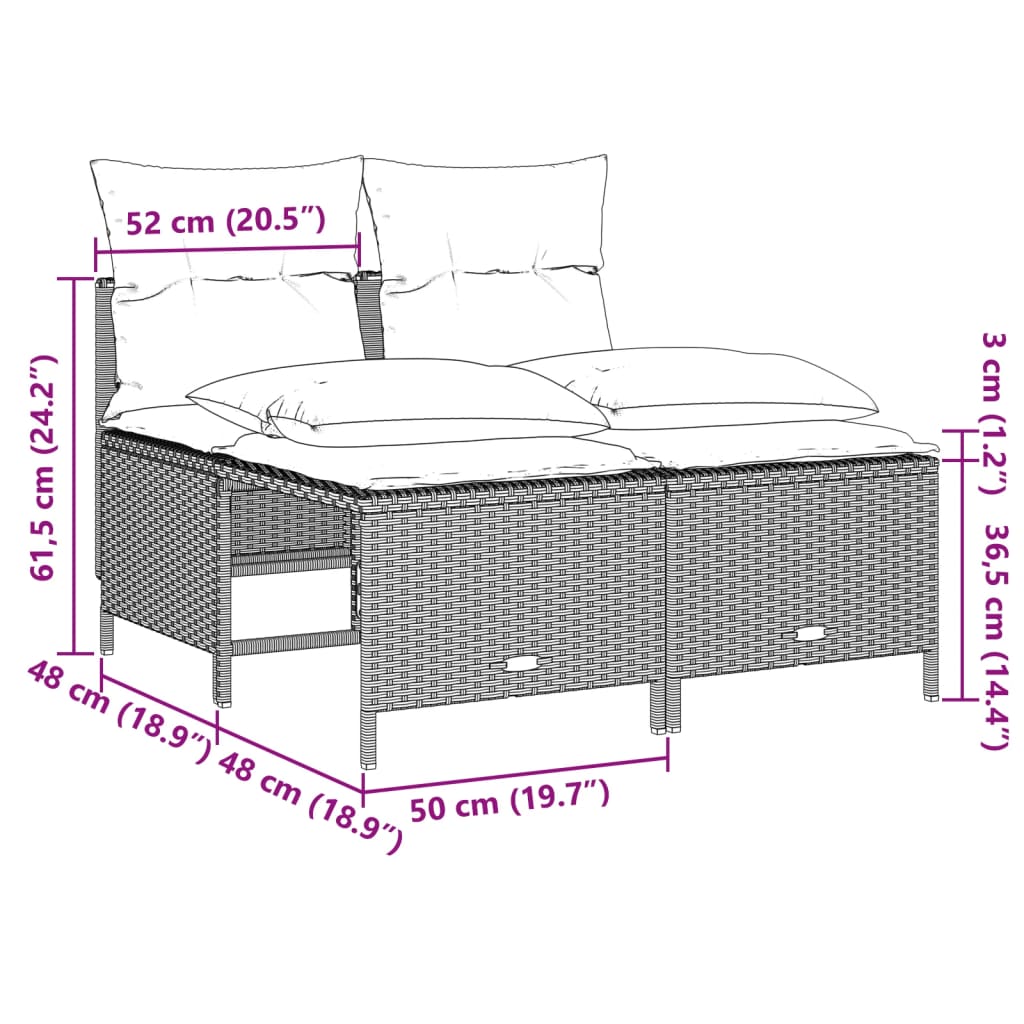 vidaXL Set canapea de grădină cu perne, 4 piese, gri deschis poliratan vidaXL Set canapea de grădină cu perne, 4 piese, gri deschis poliratan