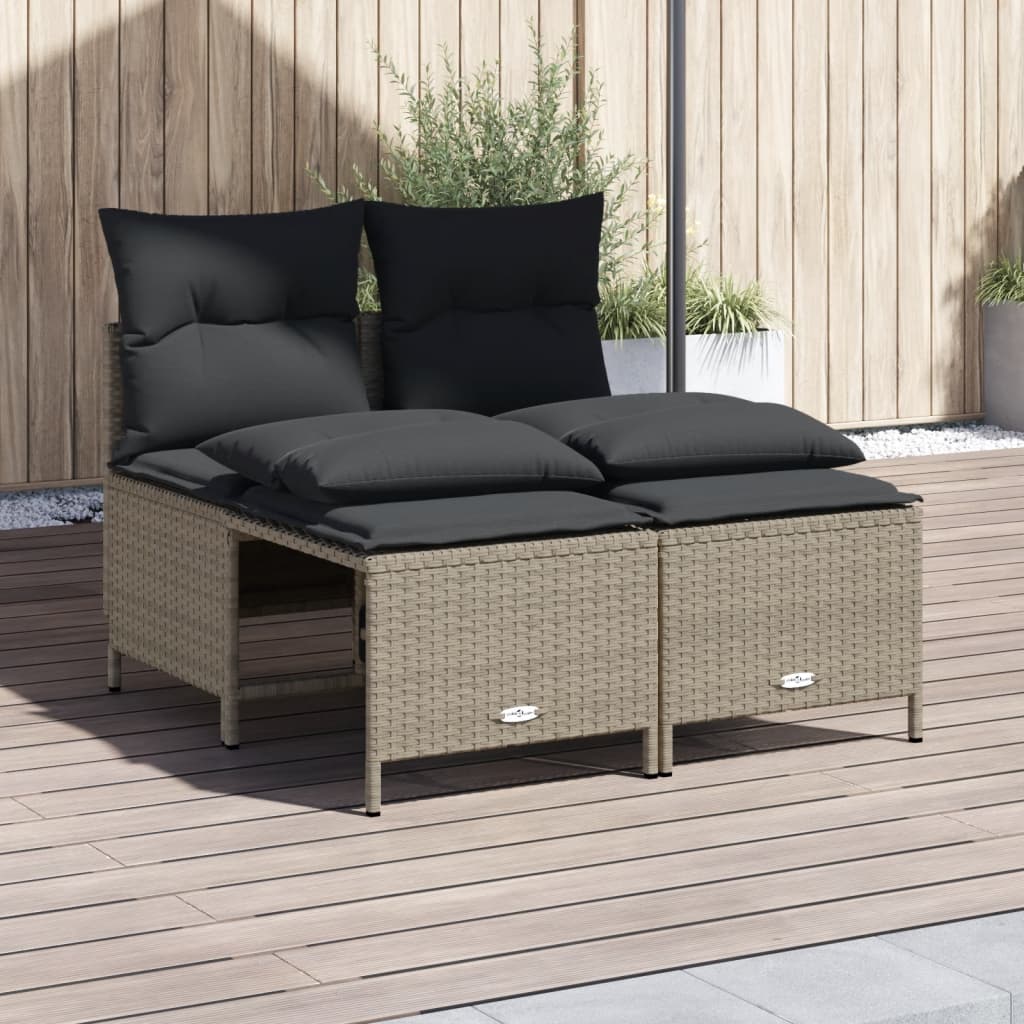 vidaXL Set canapea de grădină cu perne, 4 piese, gri deschis poliratan vidaXL Set canapea de grădină cu perne, 4 piese, gri deschis poliratan