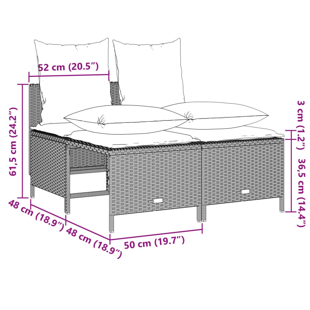 vidaXL Set canapea de grădină cu perne, 4 piese, gri deschis poliratan vidaXL Set canapea de grădină cu perne, 4 piese, gri deschis poliratan