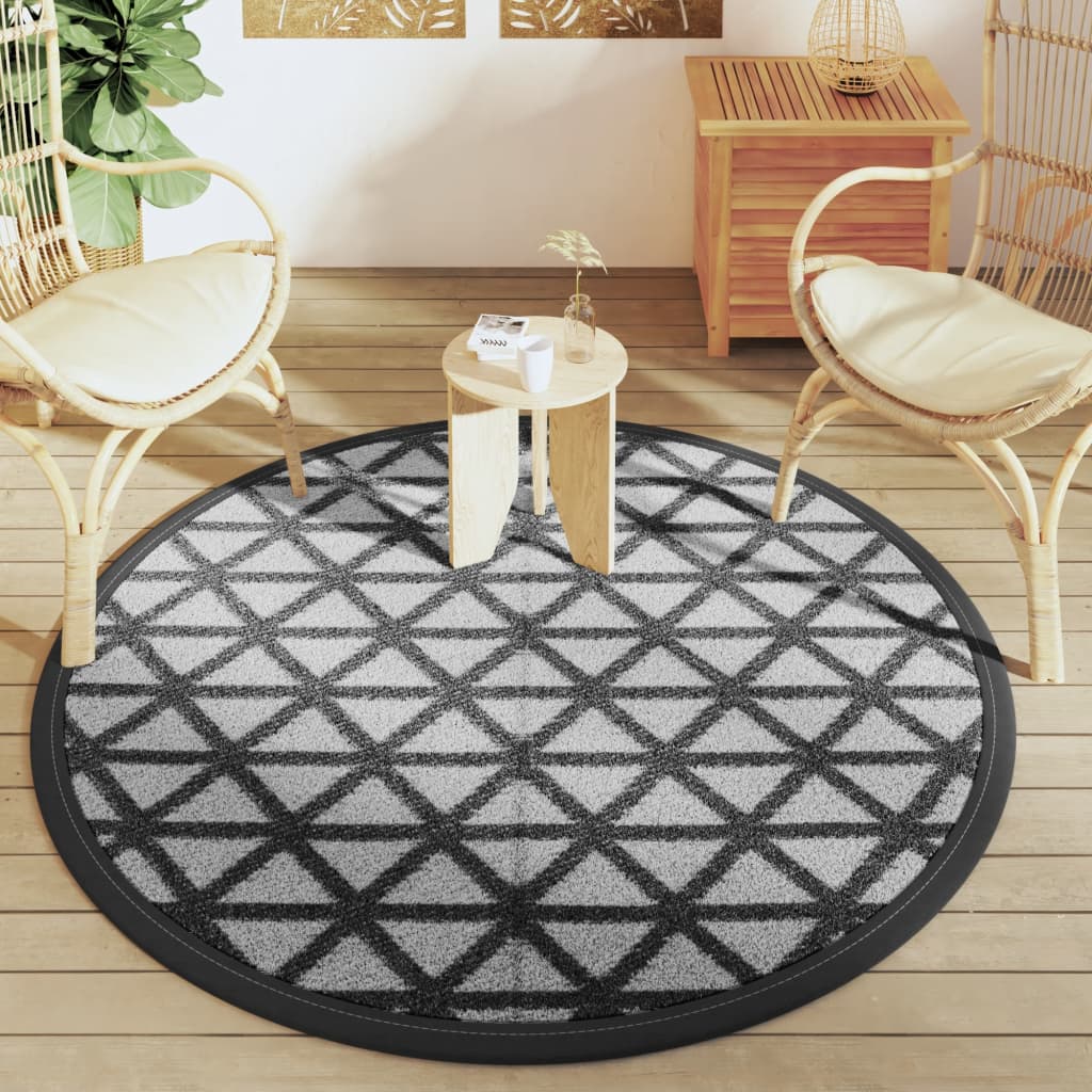 vidaXL Covor de exterior, ARAKIL negru, Ø160 cm, PP vidaXL Covor de exterior, ARAKIL negru, Ø160 cm, PP
