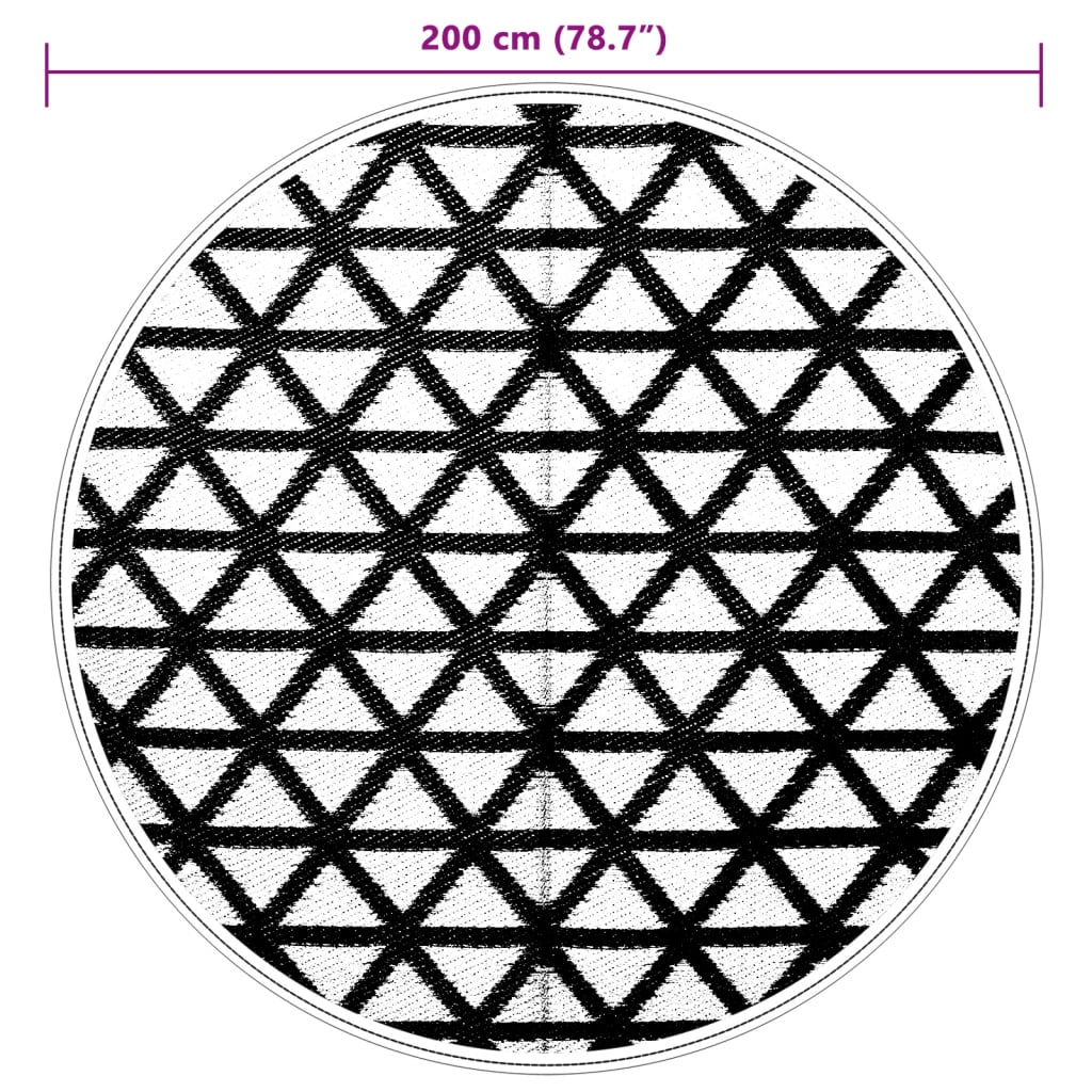 vidaXL Covor de exterior, ARAKIL negru, Ø200 cm, PP vidaXL Covor de exterior, ARAKIL negru, Ø200 cm, PP
